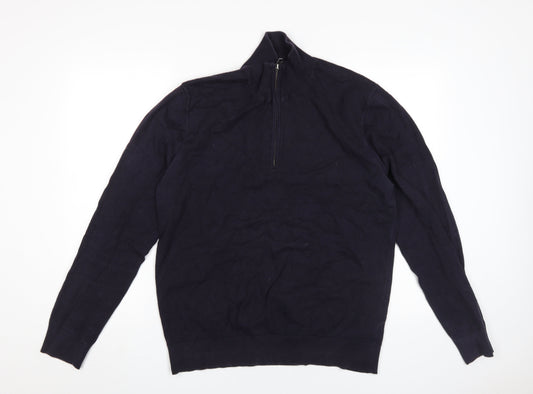 French Connection Men's Black 1/2 Zip Jumper L