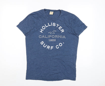 Unisex Adults UK Size S Hollister Blue Basic T-Shirt