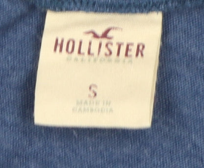 Unisex Adults UK Size S Hollister Blue Basic T-Shirt