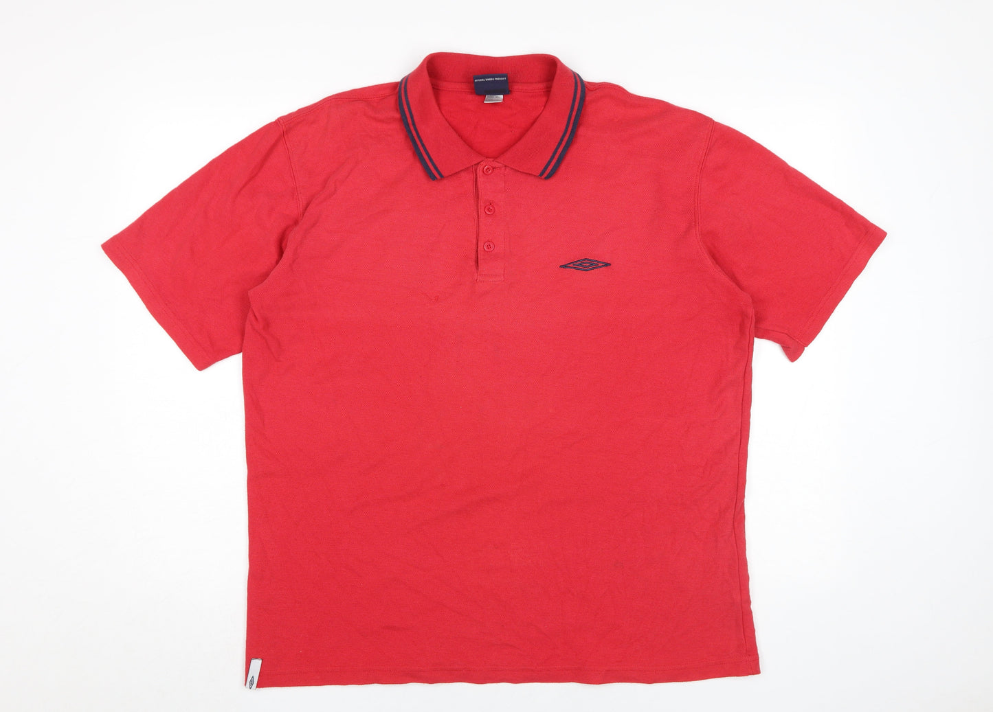Umbro Men's Red Polo Shirt L - Classic Solid Short Sleeve