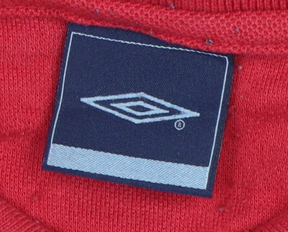 Umbro Men's Red Polo Shirt L - Classic Solid Short Sleeve