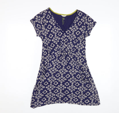 White Stuff Women's Blue Geometric Dress UK 8