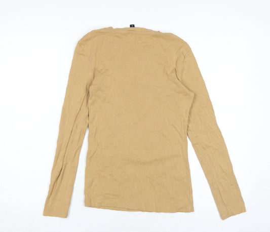 Womens UK Size S Brave Soul Beige Basic T-Shirt
