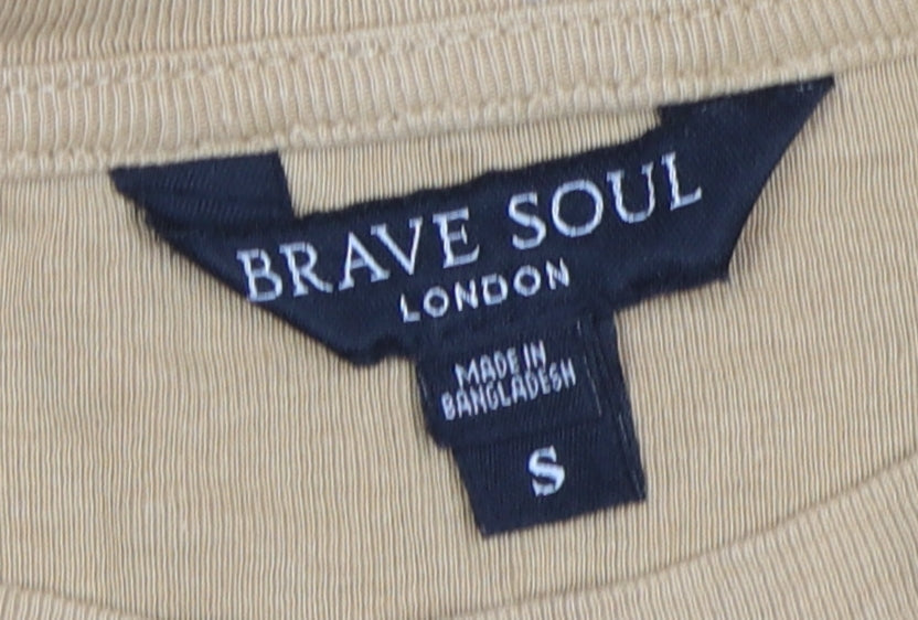 Womens UK Size S Brave Soul Beige Basic T-Shirt