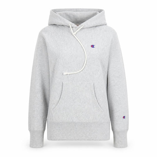 Front view of Champion unisex grey xs pullover hoodie