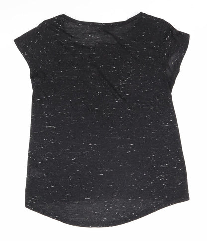 Warehouse Women's Black Basic T-Shirt, Size 6, Short Sleeve
