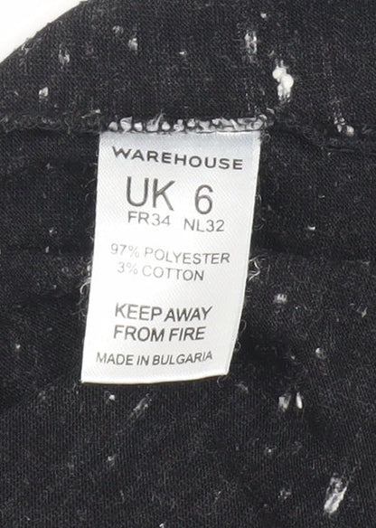Warehouse Women's Black Basic T-Shirt, Size 6, Short Sleeve