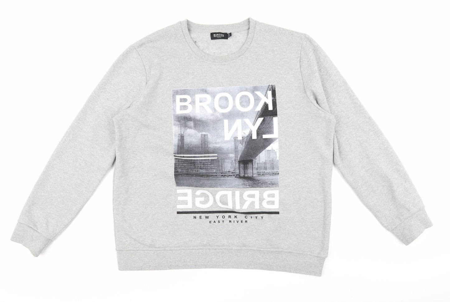 Burton Menswear Grey XL Men's Graphic Pullover Jumper