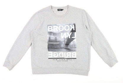 Burton Menswear Grey XL Men's Graphic Pullover Jumper