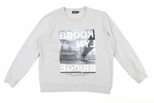 Burton Menswear Grey XL Men's Graphic Pullover Jumper