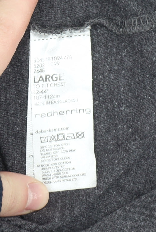 Red Herring Men's Grey Slim Fit Large T-Shirt