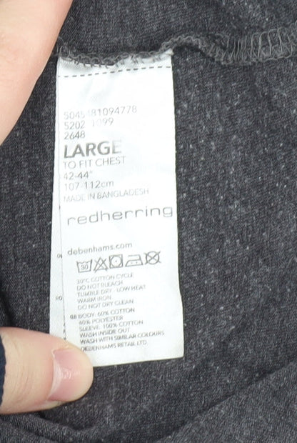 Red Herring Men's Grey Slim Fit Large T-Shirt