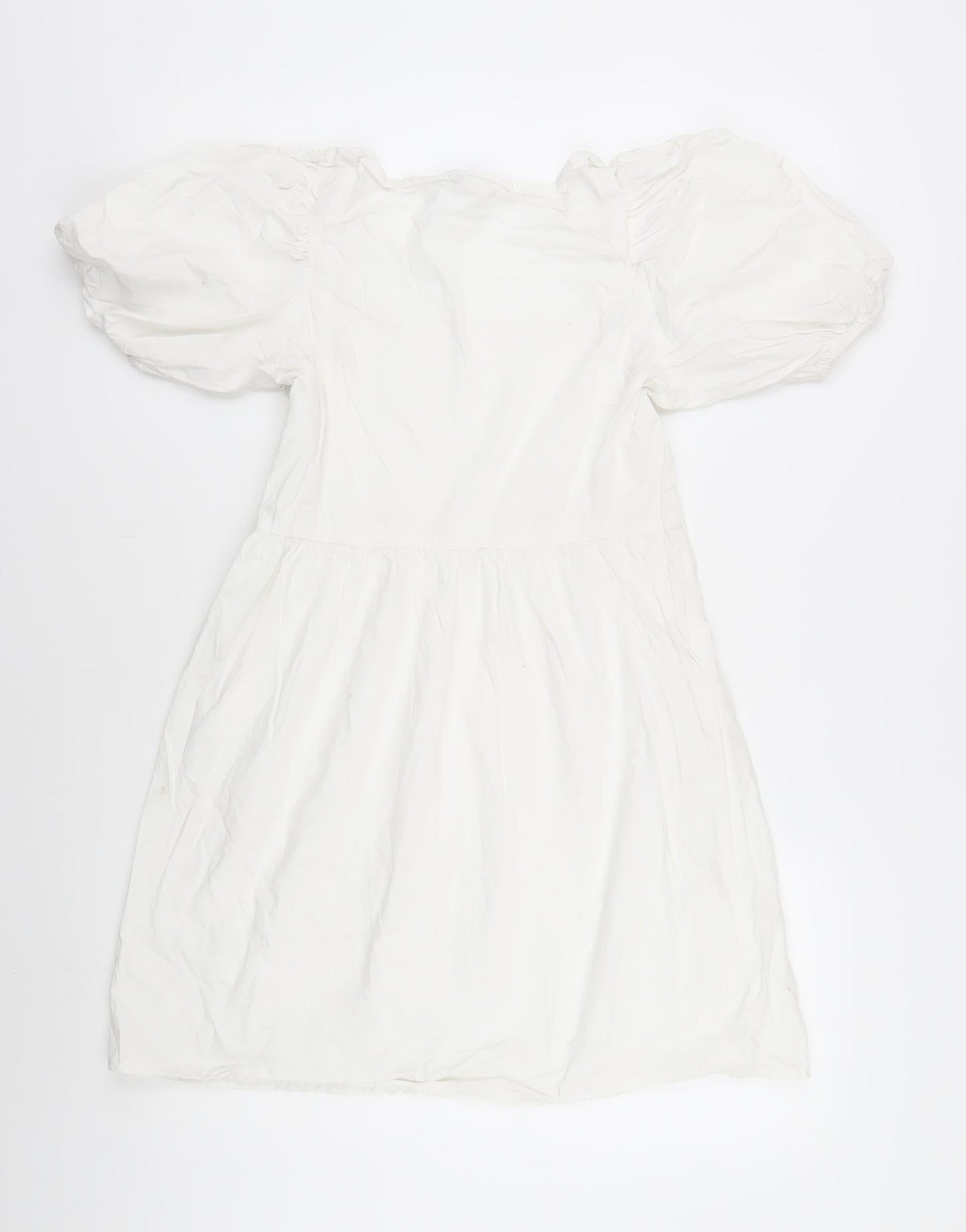 Monki Women’s White Cotton A-Line Puff Sleeve Dress