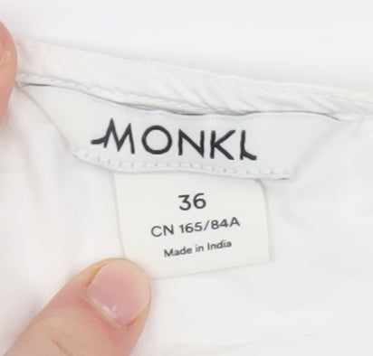 Monki Women’s White Cotton A-Line Puff Sleeve Dress