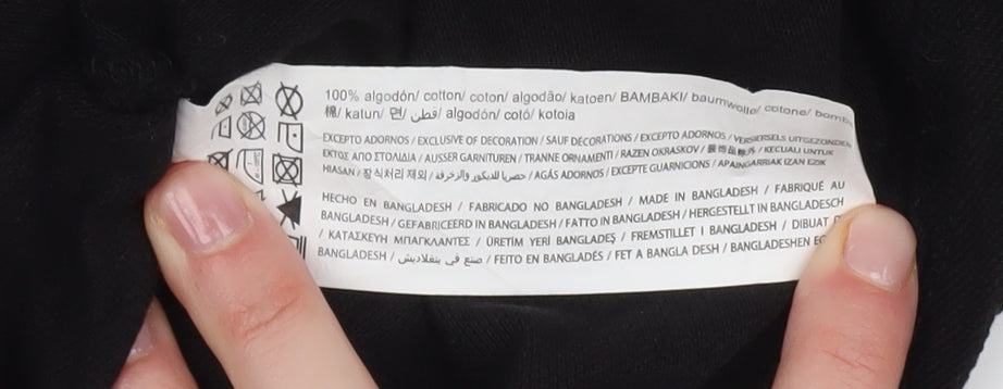 Pull&Bear Men's Black Polo, L, Cotton, Short Sleeve