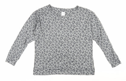 John Lewis Women's Grey Leopard Print Pullover L