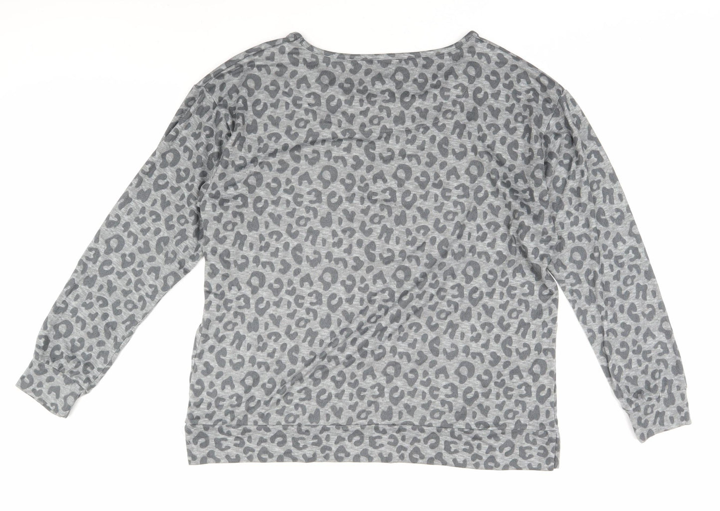 John Lewis Women's Grey Leopard Print Pullover L