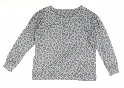 John Lewis Women's Grey Leopard Print Pullover L
