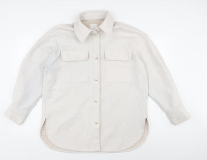 H&M Women's White Mid-Length Jacket, Size S