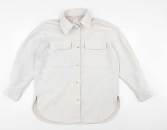 H&M Women's White Mid-Length Jacket, Size S