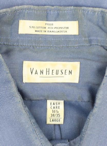 Van Heusen Men's Blue Dress Shirt, Long Sleeve, Size L