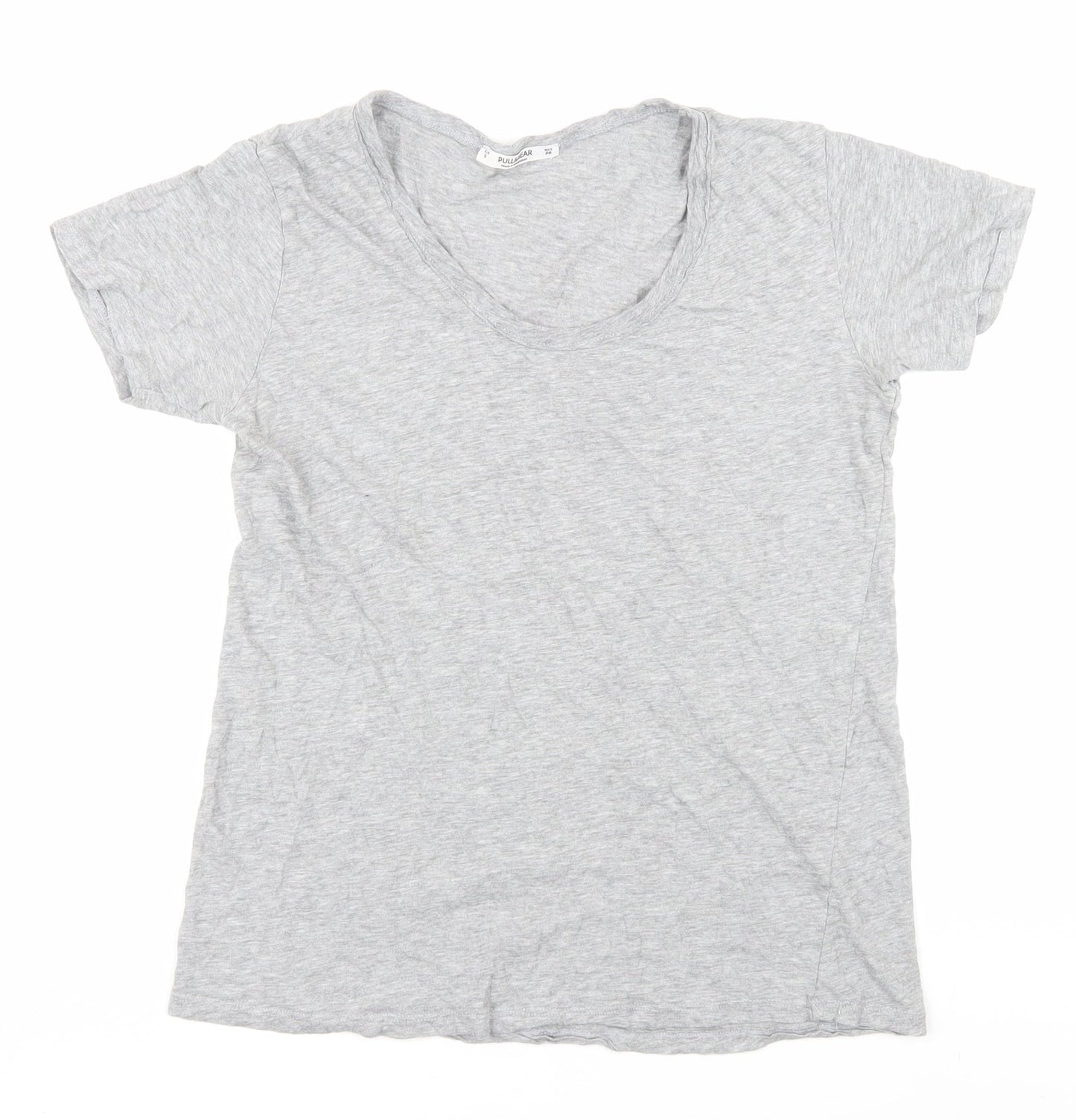 Womens UK Size S Pull & Bear Grey Basic T-Shirt