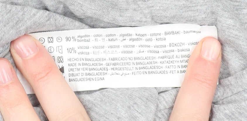 Womens UK Size S Pull & Bear Grey Basic T-Shirt