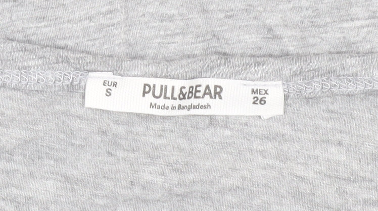 Womens UK Size S Pull & Bear Grey Basic T-Shirt