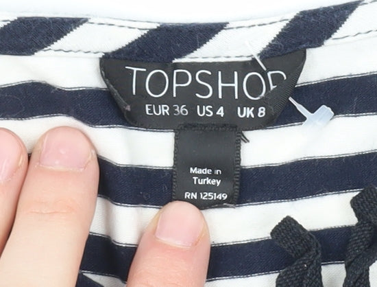 Womens UK Size 8 Topshop Multicoloured Basic Blouse