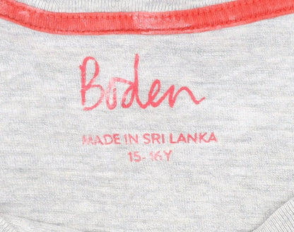 Boden Grey Teen T-Shirt, Size L, Basic Style, Crew Neck