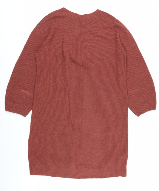 Uniqlo Women's Brown Knit Jumper Dress M 3/4 Sleeve
