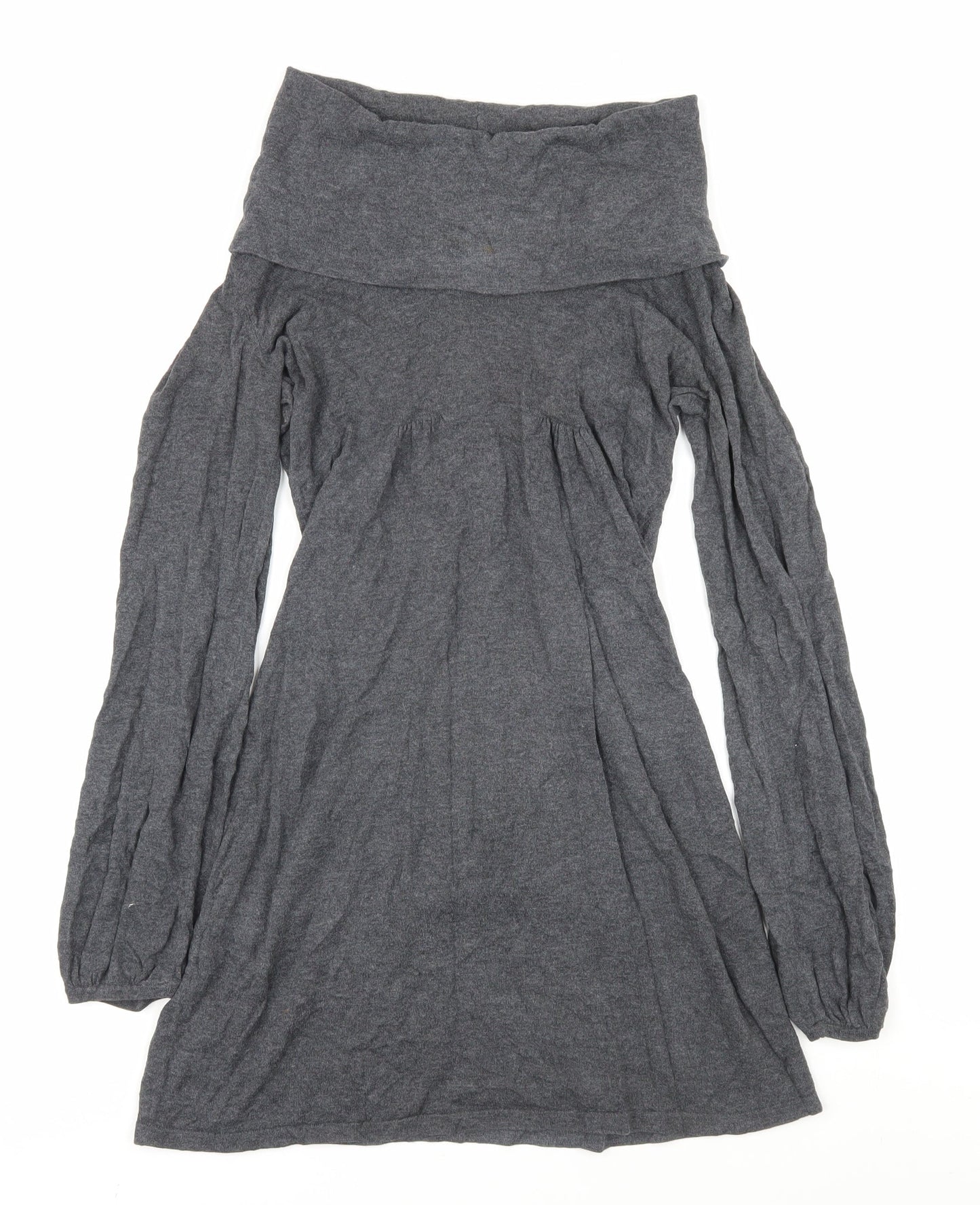 Oasis Women Grey Knit Long Sleeve Cowl Neck Dress XS