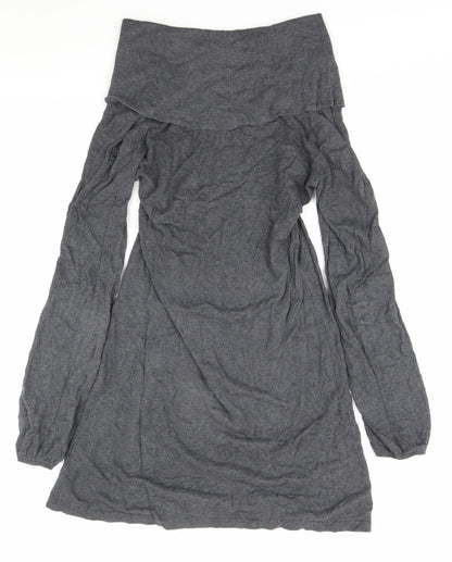 Oasis Women Grey Knit Long Sleeve Cowl Neck Dress XS