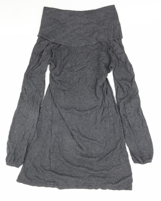 Oasis Women Grey Knit Long Sleeve Cowl Neck Dress XS