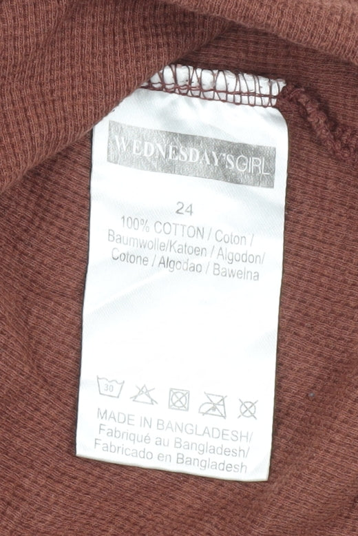 Womens UK Size 24 Wednesday's Girl Brown Basic T-Shirt