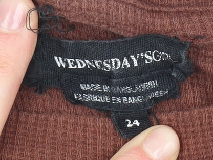 Womens UK Size 24 Wednesday's Girl Brown Basic T-Shirt