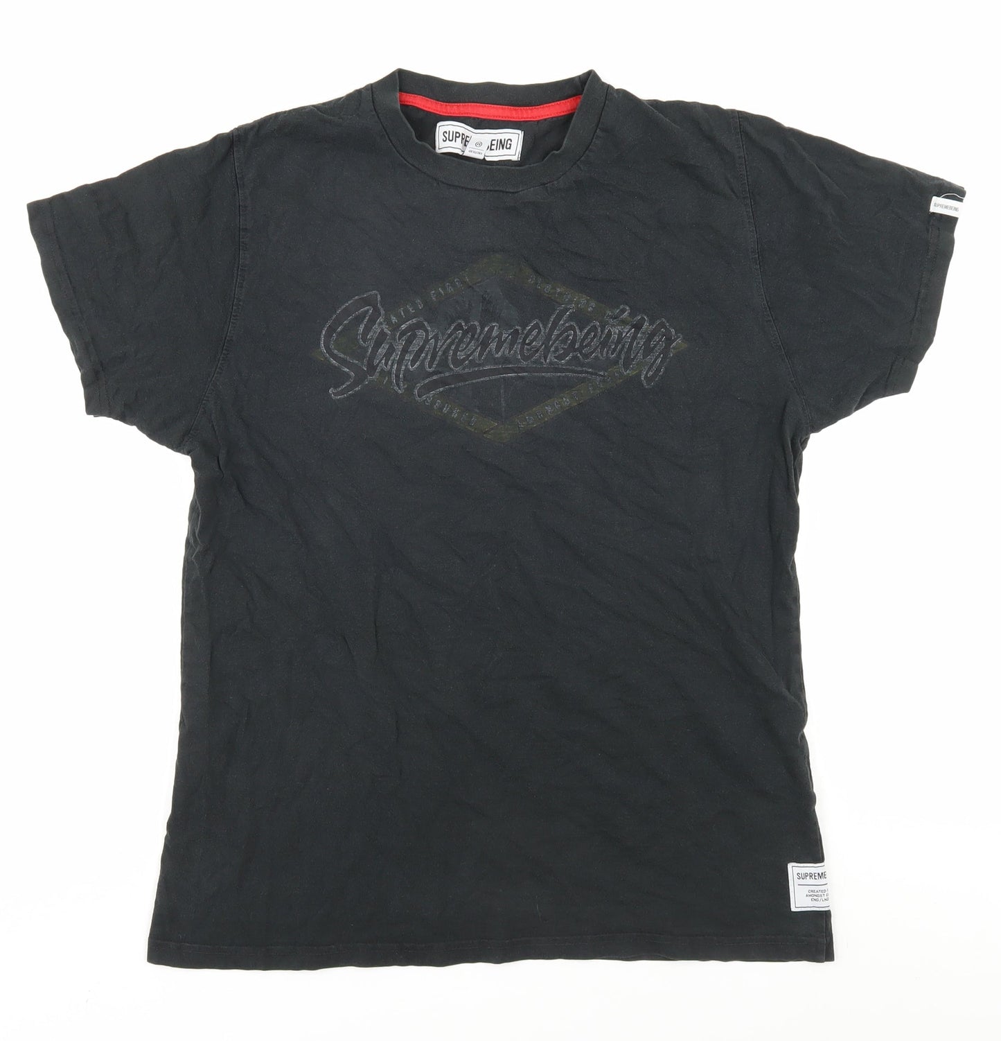 Supremebeing Mens Black Crew Neck T-Shirt M Logo