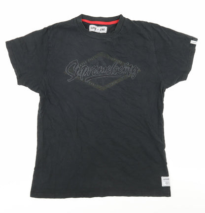 Supremebeing Mens Black Crew Neck T-Shirt M Logo