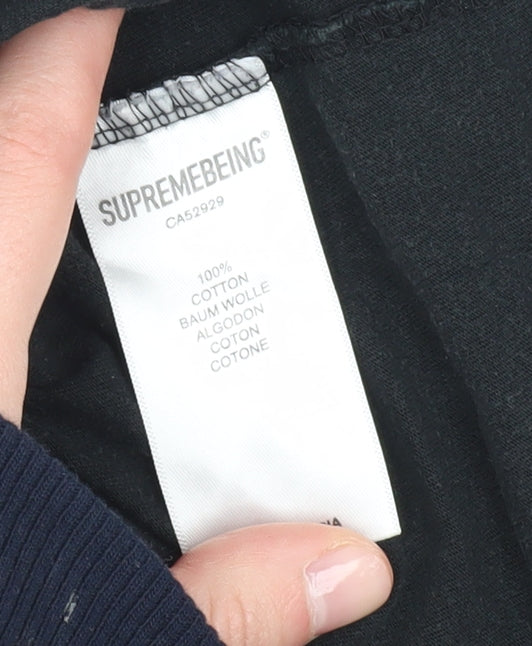 Supremebeing Mens Black Crew Neck T-Shirt M Logo