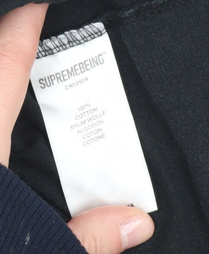 Supremebeing Mens Black Crew Neck T-Shirt M Logo