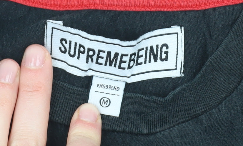 Supremebeing Mens Black Crew Neck T-Shirt M Logo