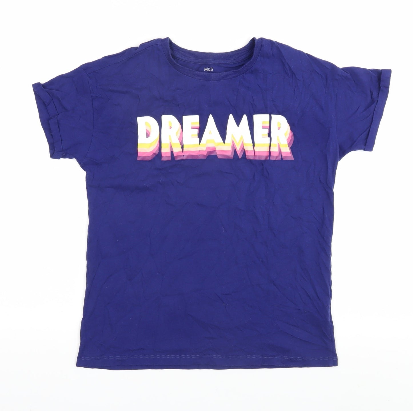 Marks and Spencer Girls Blue Graphic T-Shirt 12-13 Years