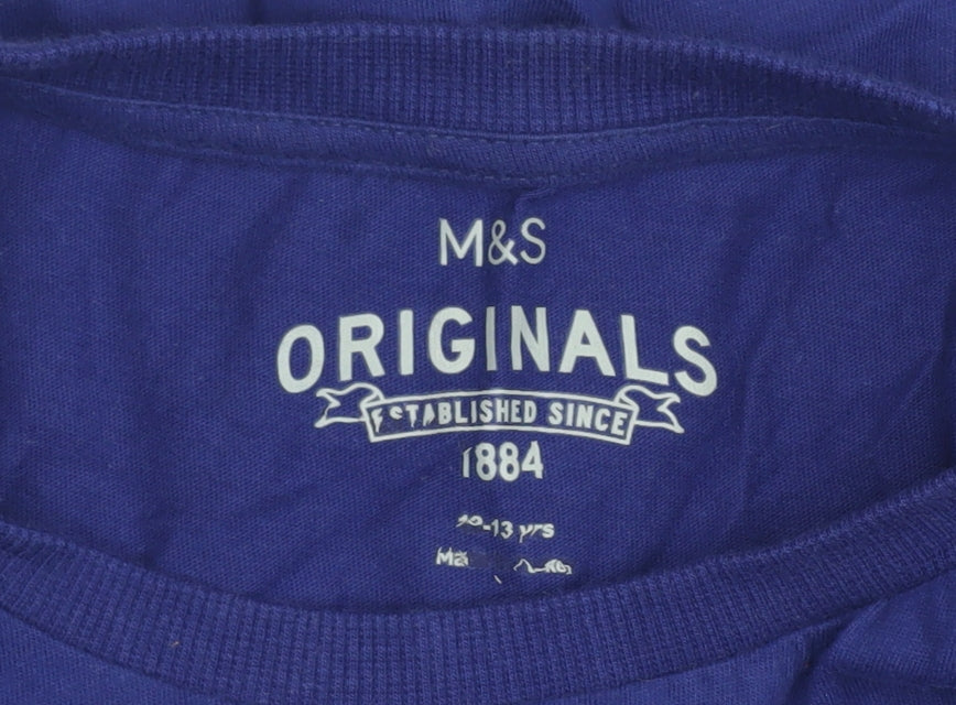 Marks and Spencer Girls Blue Graphic T-Shirt 12-13 Years