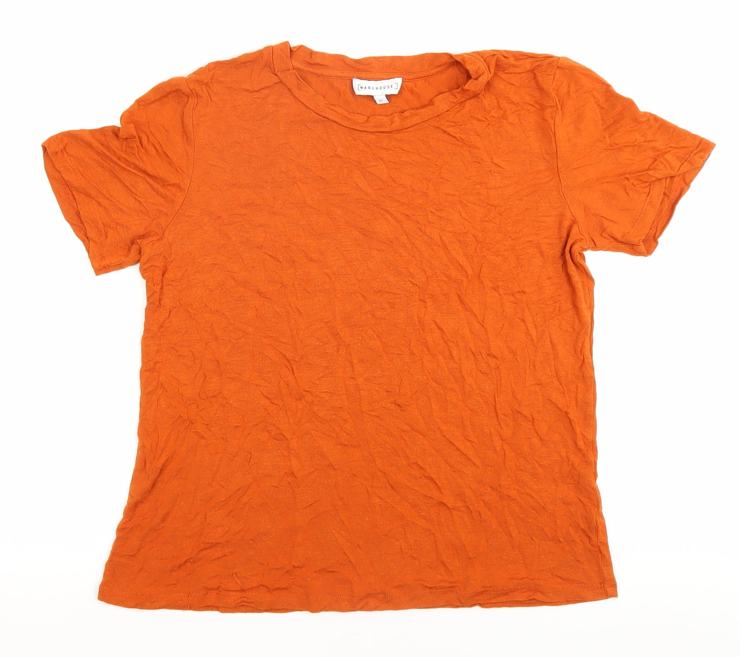 Womens UK Size 10 Warehouse Orange Basic T-Shirt