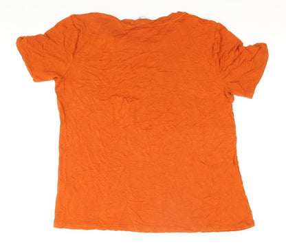 Womens UK Size 10 Warehouse Orange Basic T-Shirt