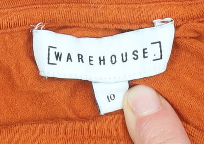 Womens UK Size 10 Warehouse Orange Basic T-Shirt