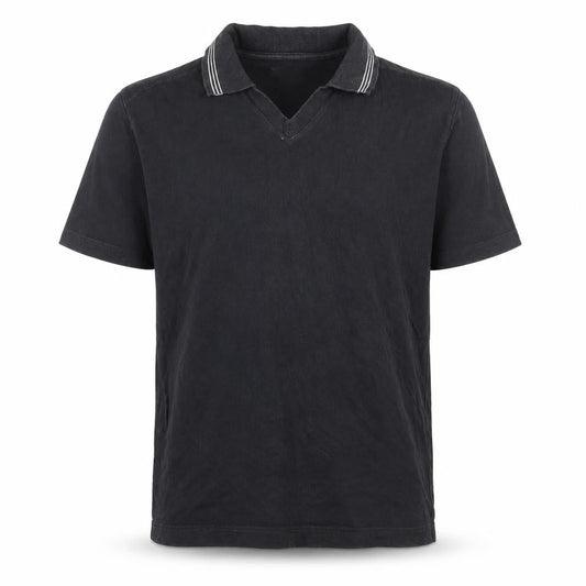 Front view of Whispering Smith unisex black m polo shirt