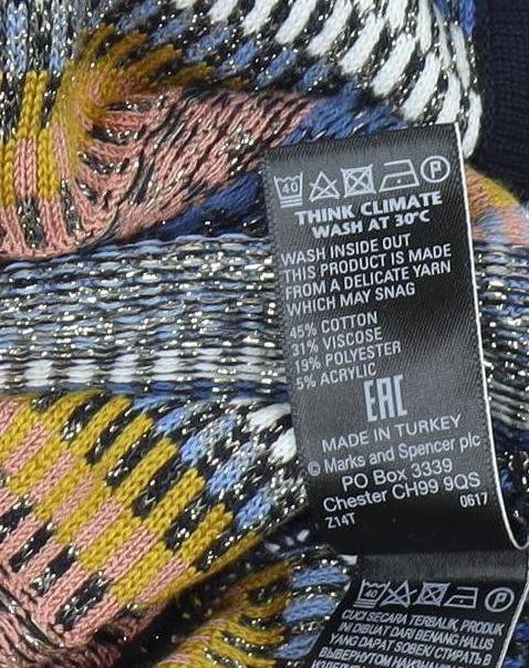 Womens UK Size L Marks and Spencer Multicoloured Pullover Jumper