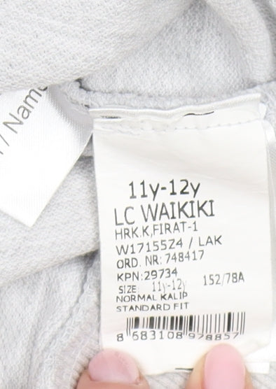 LC WAIKIKI Boys Grey Full Zip Hoodie, 11-12 Years, Casual