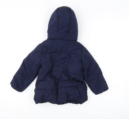 Zara Girls Blue Puffer Jacket 3-4 Years with Hood
